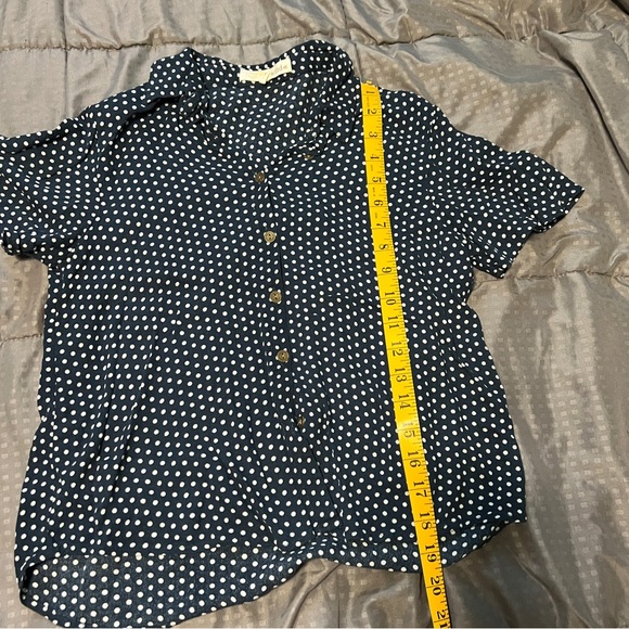 Rewind dark navy with white polka dots button up short sleeves size small - Picture 4 of 8